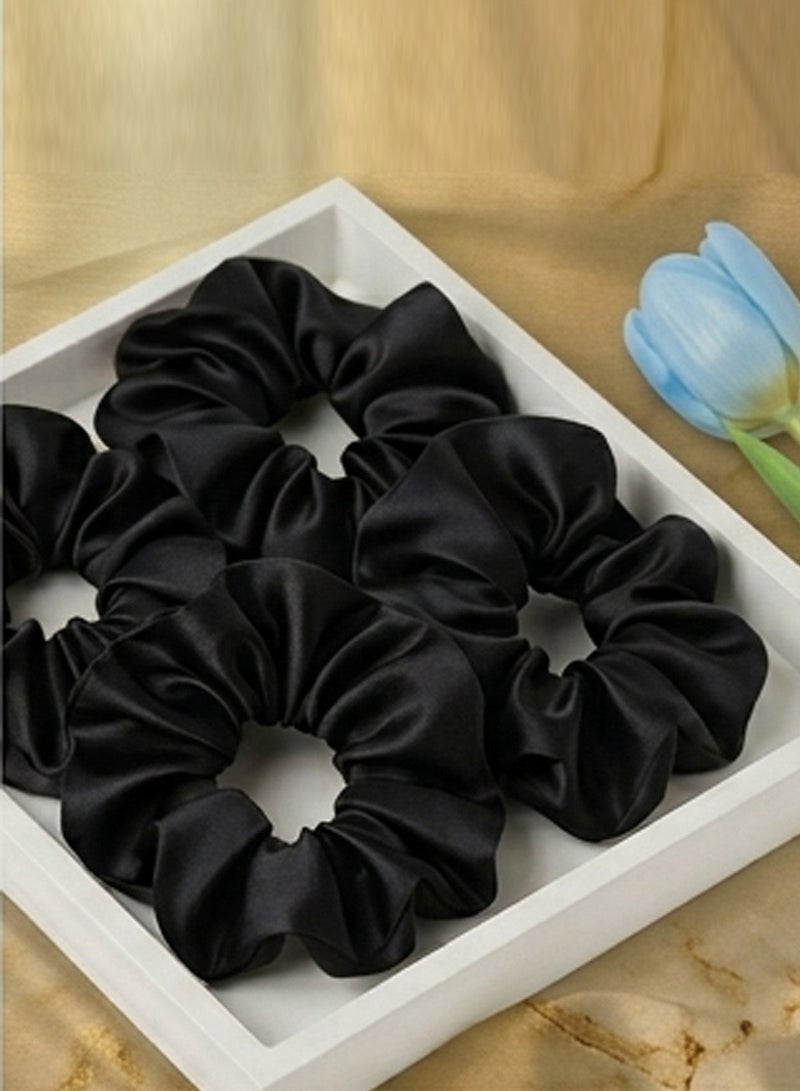 Lelet 12-Piece Satin Hairbands Women Soft Elastic Hairbands Damage-Free Ponytail Holder Rubber Band Hair Accessories Gifts for Women Teenage Girls– Black - Image 4