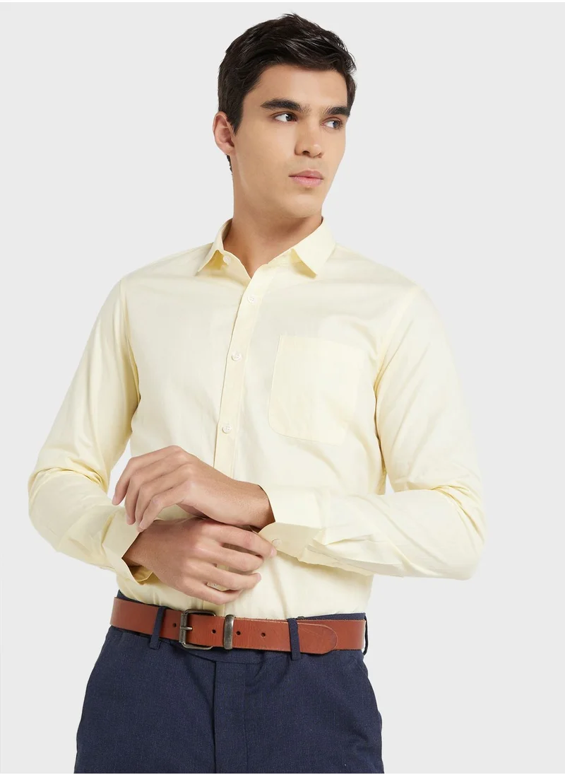 Robert Wood Pure Cotton Formal Shirt With Full Sleeve & Semi Cutaway Collar