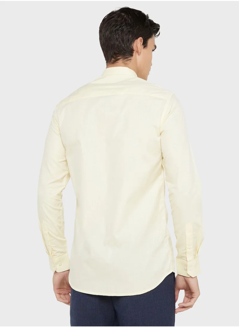 Robert Wood Pure Cotton Formal Shirt With Full Sleeve & Semi Cutaway Collar