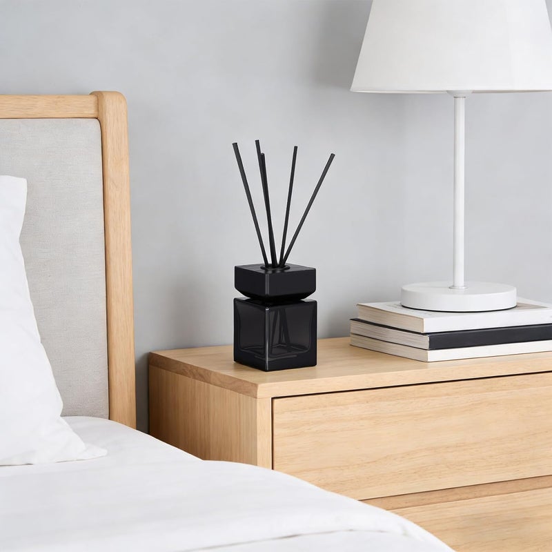 Rattan Aroma Diffuser Bottle Set 100ml Glass Reed Diffuser Container with White Wax Wood Lid Fire-Free Aromatherapy for Home Fragrance and DIY Scent - Image 4