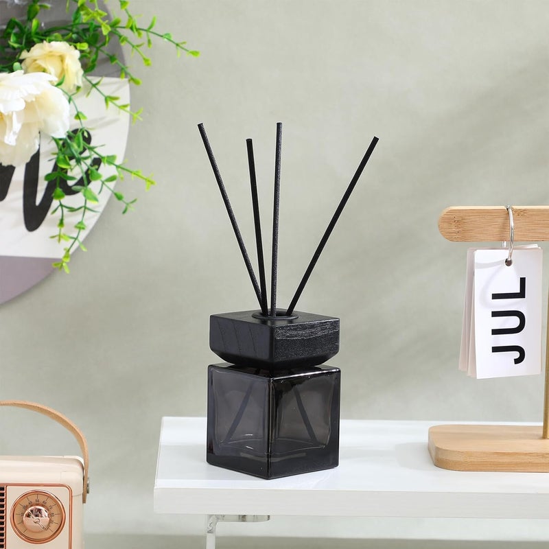 Rattan Aroma Diffuser Bottle Set 100ml Glass Reed Diffuser Container with White Wax Wood Lid Fire-Free Aromatherapy for Home Fragrance and DIY Scent - Image 5