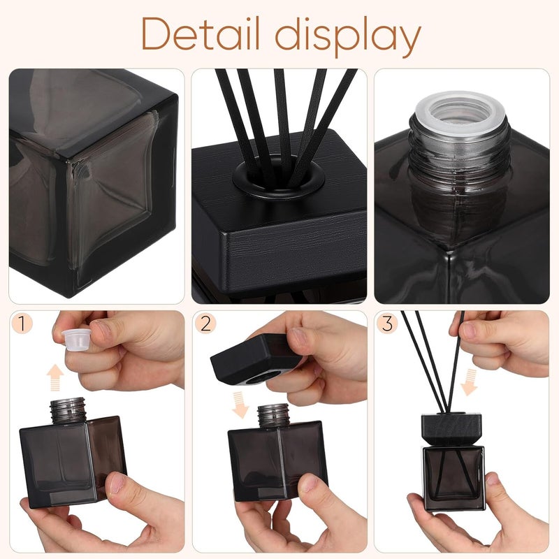 Rattan Aroma Diffuser Bottle Set 100ml Glass Reed Diffuser Container with White Wax Wood Lid Fire-Free Aromatherapy for Home Fragrance and DIY Scent - Image 3
