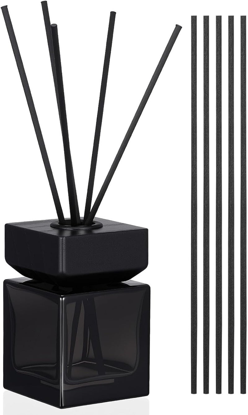 Rattan Aroma Diffuser Bottle Set 100ml Glass Reed Diffuser Container with White Wax Wood Lid Fire-Free Aromatherapy for Home Fragrance and DIY Scent - Image 1