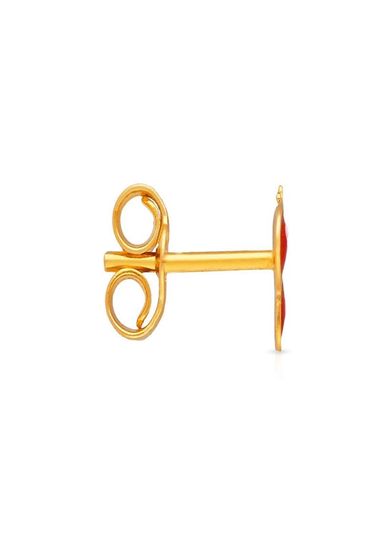 Malabar Gold and Diamonds 22 Karat 916 Purity Studs Style Push Nut Earring for Girls SLER115 - Image 2