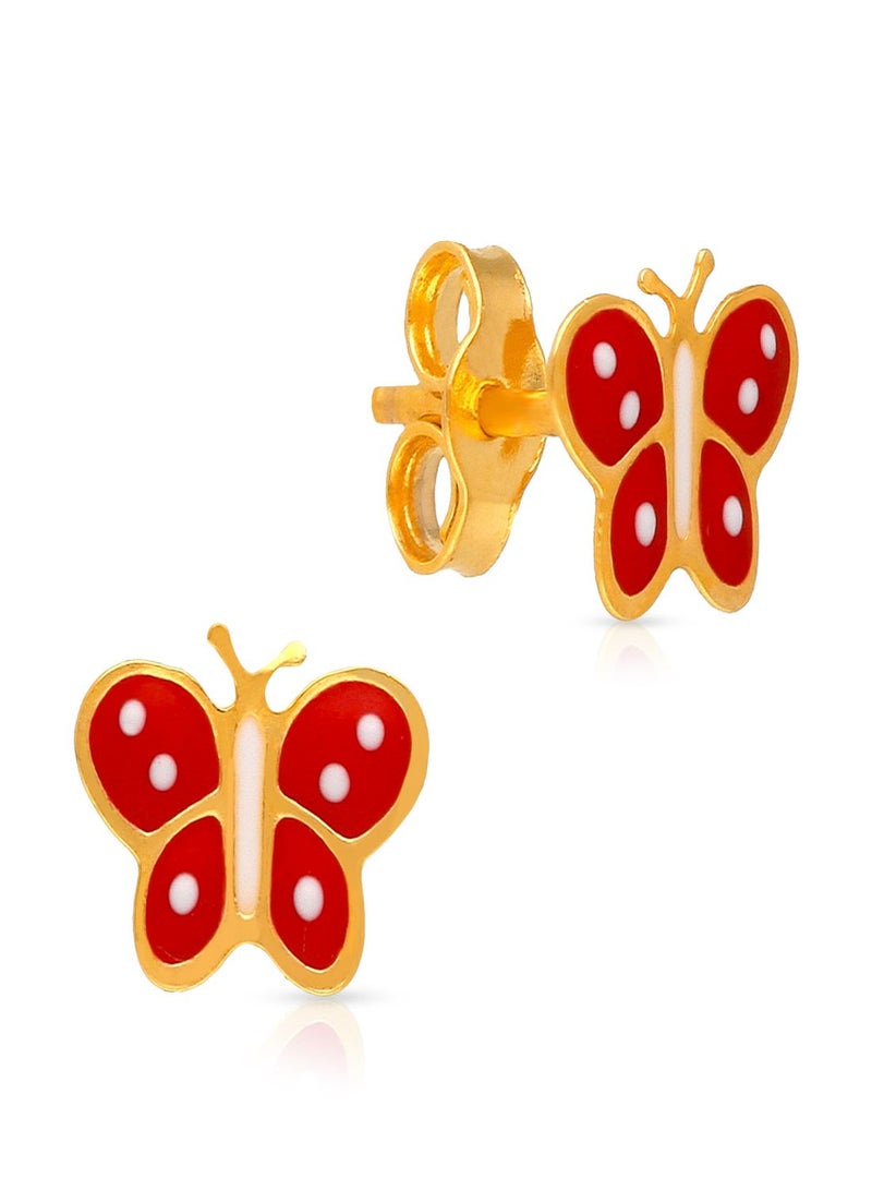 Malabar Gold and Diamonds 22 Karat 916 Purity Studs Style Push Nut Earring for Girls SLER115 - Image 1