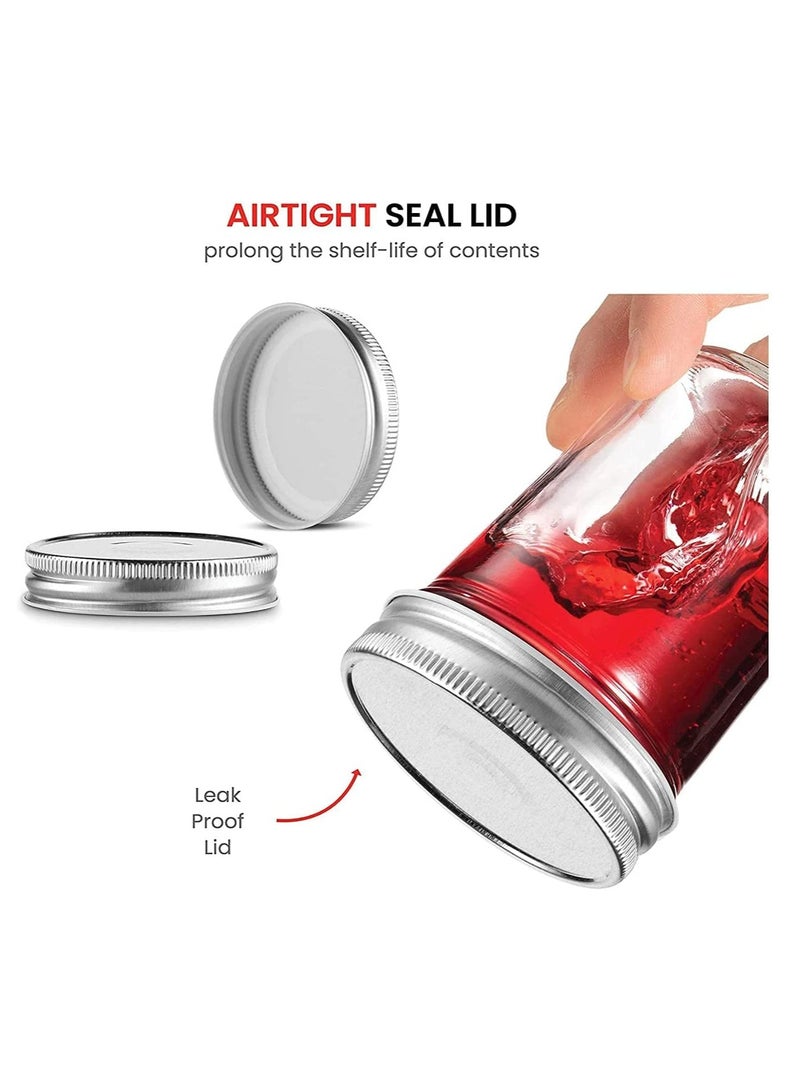 فوفو 12 قطعة برطمان ماسون سعة 200 مل ، بغطاء معدني عادي محكم الغلق - Image 4