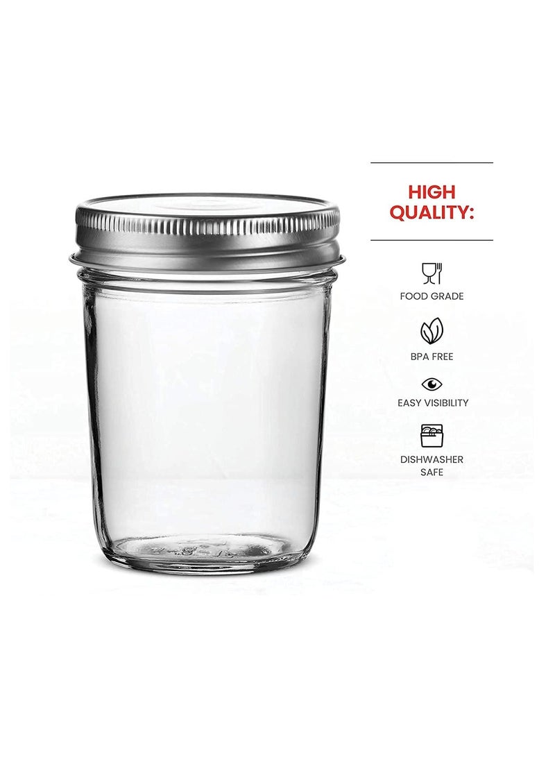 فوفو 12 قطعة برطمان ماسون سعة 200 مل ، بغطاء معدني عادي محكم الغلق - Image 3