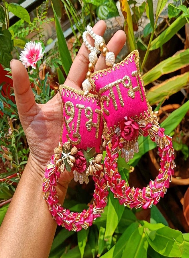 Unleashed Shubh Labh Hanging, Handmade Wall Hangings, Handcrafted by Creative Creations I Decor for Entrance Festivities (Pink) - Image 1