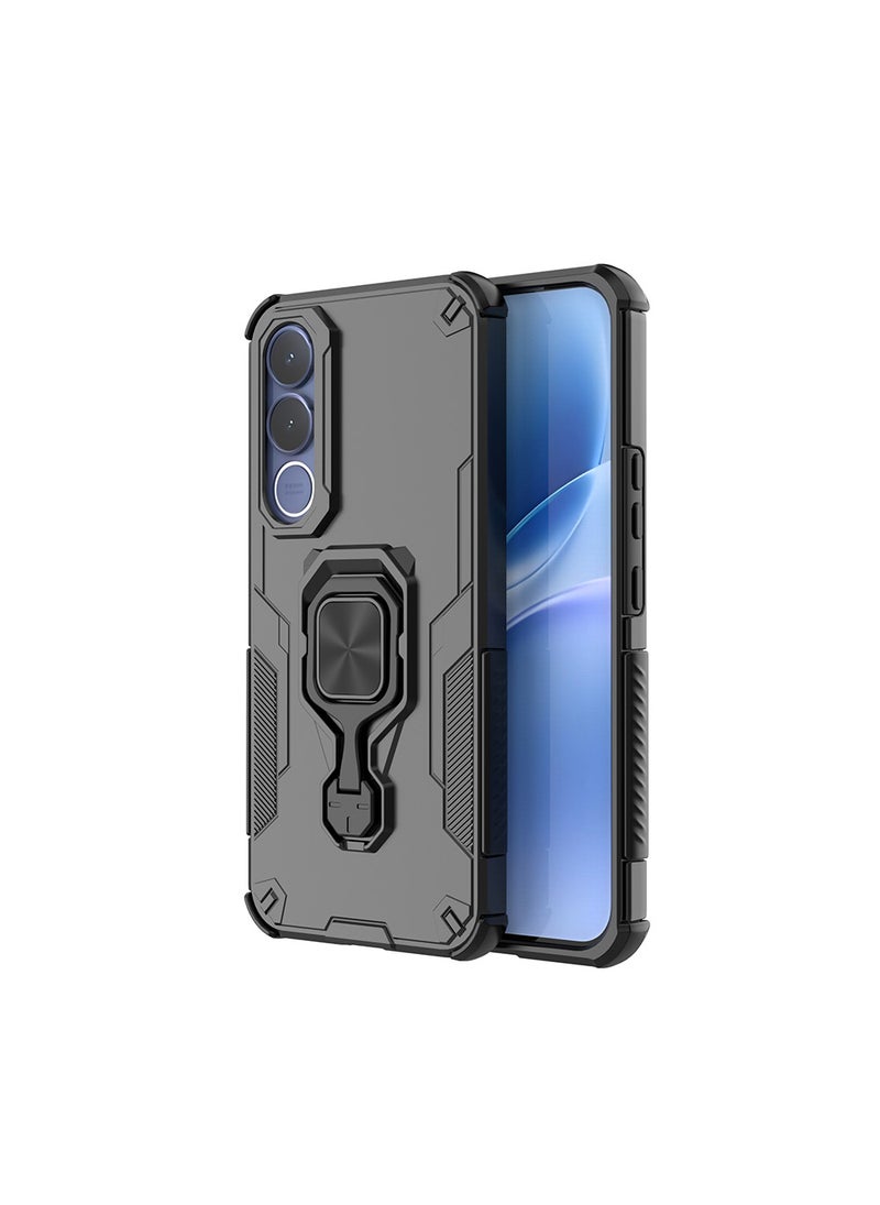 غطاء هاتف لـ VIVO V70 FE مع غطاء للكاميرا وحامل حلقي، وحامل سيارة مغناطيسي متوافق، وغطاء واقي صلب من الخلف وحواف ناعمة مقاوم للصدمات - Image 2
