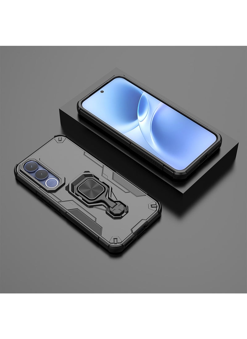 غطاء هاتف لـ VIVO V70 FE مع غطاء للكاميرا وحامل حلقي، وحامل سيارة مغناطيسي متوافق، وغطاء واقي صلب من الخلف وحواف ناعمة مقاوم للصدمات - Image 5