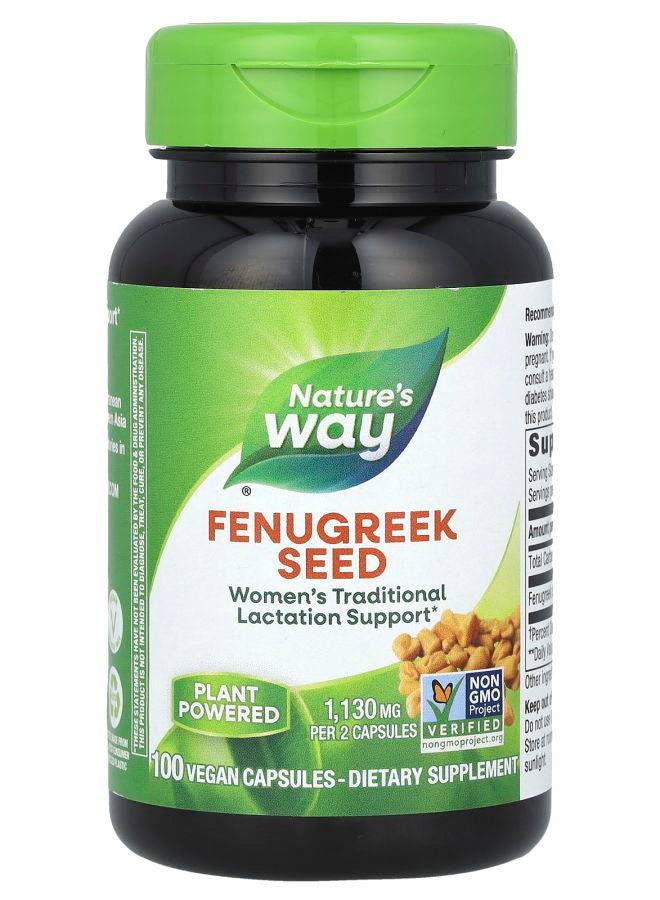 Fenugreek Seed 1130 mg 100 Vegan Capsules (565 mg Per Capsule)