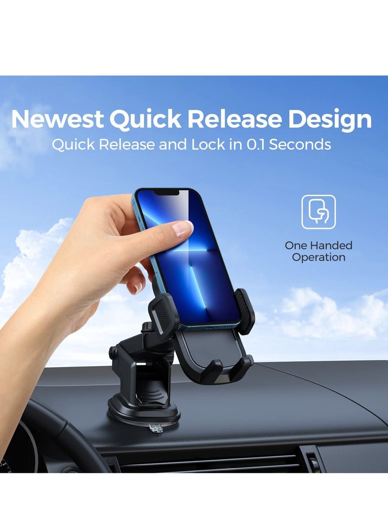 Car Phone Holder, Air Vent Mount, Dashboard Phone Holder Auto Suction Cup for Windshield/Smooth Desktop/Tile Wall, 360° Rotation&Extended Arm, Compatible with iPhone, Samsung, All 4''-7'' - Image 2