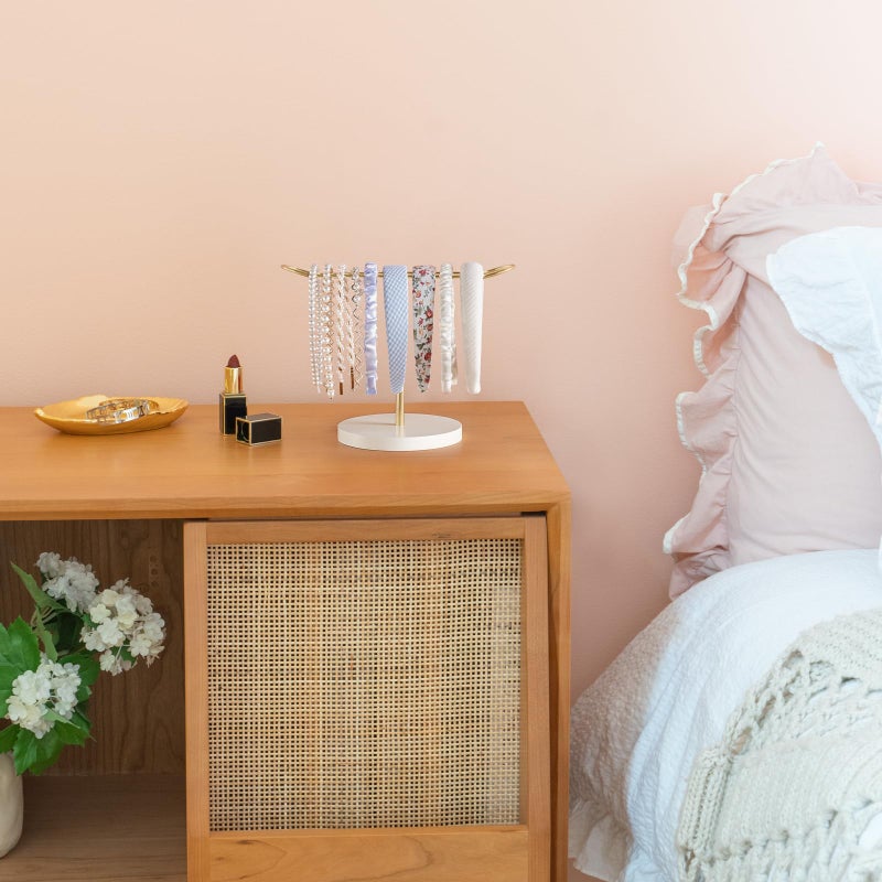 Dahey حامل رباط الرأس المعدني من داهاي - منظم رباط الرأس وعرض الحلقات، منظم حديث لملحقات الشعر، تخزين أربطة الشعر، الأساور، الباندات، ديكور غرفة السكن الجامعي للنساء والفتيات، ذهبي - Image 3