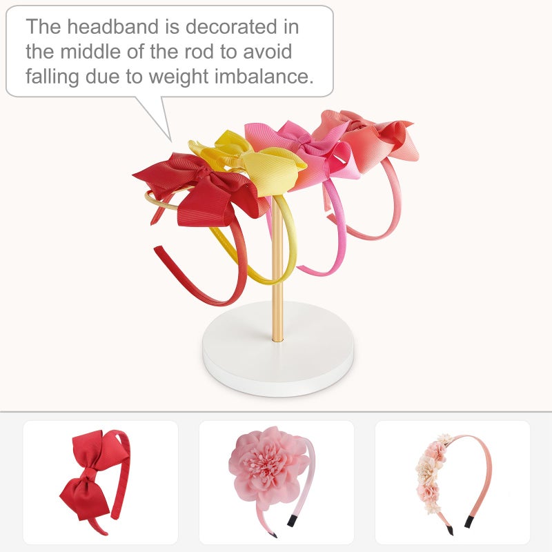 Dahey حامل رباط الرأس المعدني من داهاي - منظم رباط الرأس وعرض الحلقات، منظم حديث لملحقات الشعر، تخزين أربطة الشعر، الأساور، الباندات، ديكور غرفة السكن الجامعي للنساء والفتيات، ذهبي - Image 4