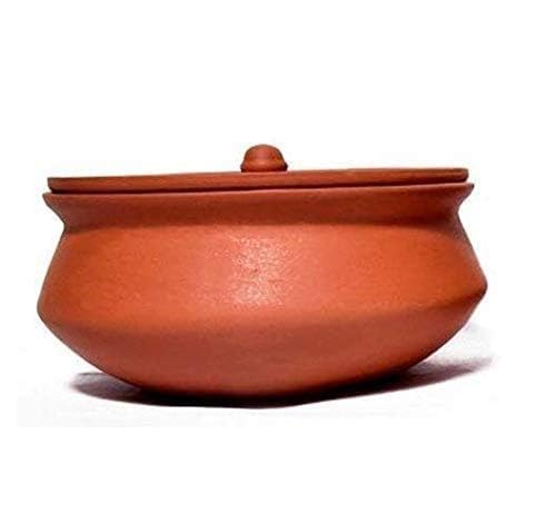 Bhanvi 1250ML Earthen Clay Curd Pot Dahi Dal Kadai Handi Mitti Ke Bartan Curd Bowl with Lid with Unglazed Clay Pot for Cooking & Serving (Brown) - Image 2