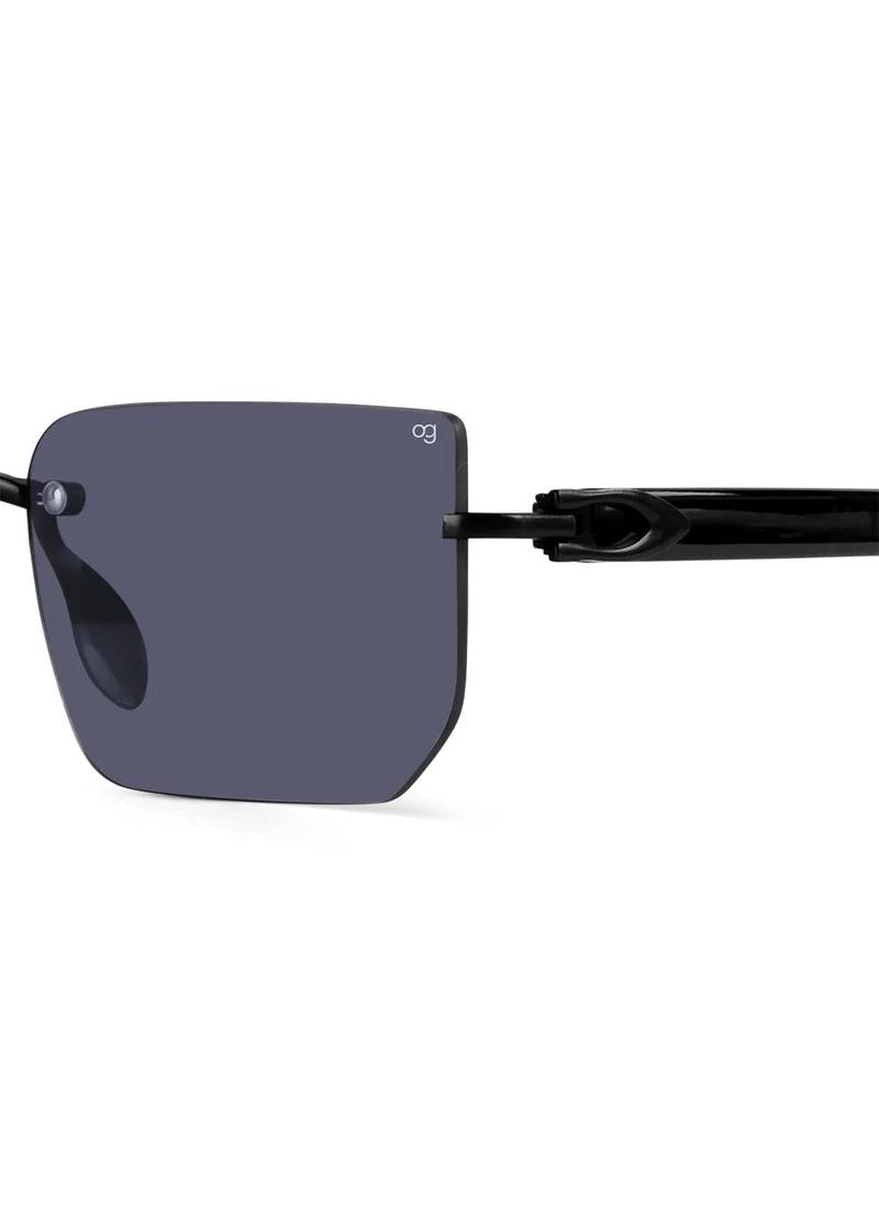 Woggles Fred Black Rimless Rectangle Sunglasses