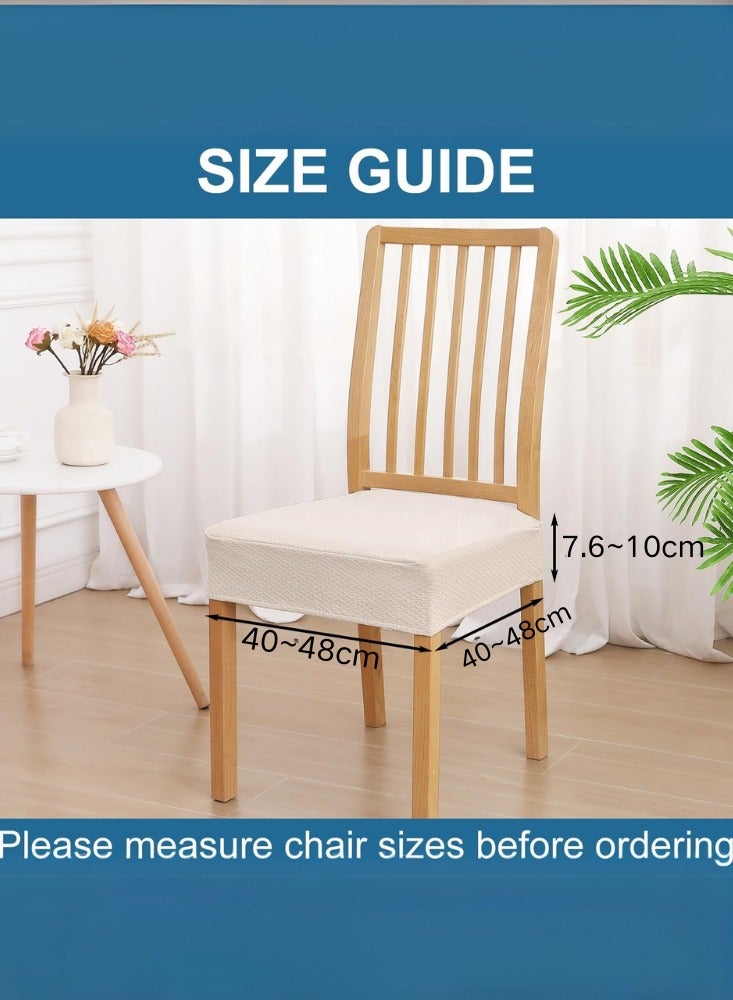 دوغي أغطية مقاعد مقاومة للماء لمجموعة من 4 كراسي لغرفة الطعام، أغطية قابلة للتمدد من الجاكارد قابلة للإزالة والغسل، واقية لمقاعد الكراسي، بدون أغطية خلفية، بيج - Image 2