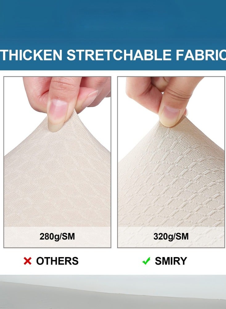 دوغي أغطية مقاعد مقاومة للماء لمجموعة من 4 كراسي لغرفة الطعام، أغطية قابلة للتمدد من الجاكارد قابلة للإزالة والغسل، واقية لمقاعد الكراسي، بدون أغطية خلفية، بيج - Image 4