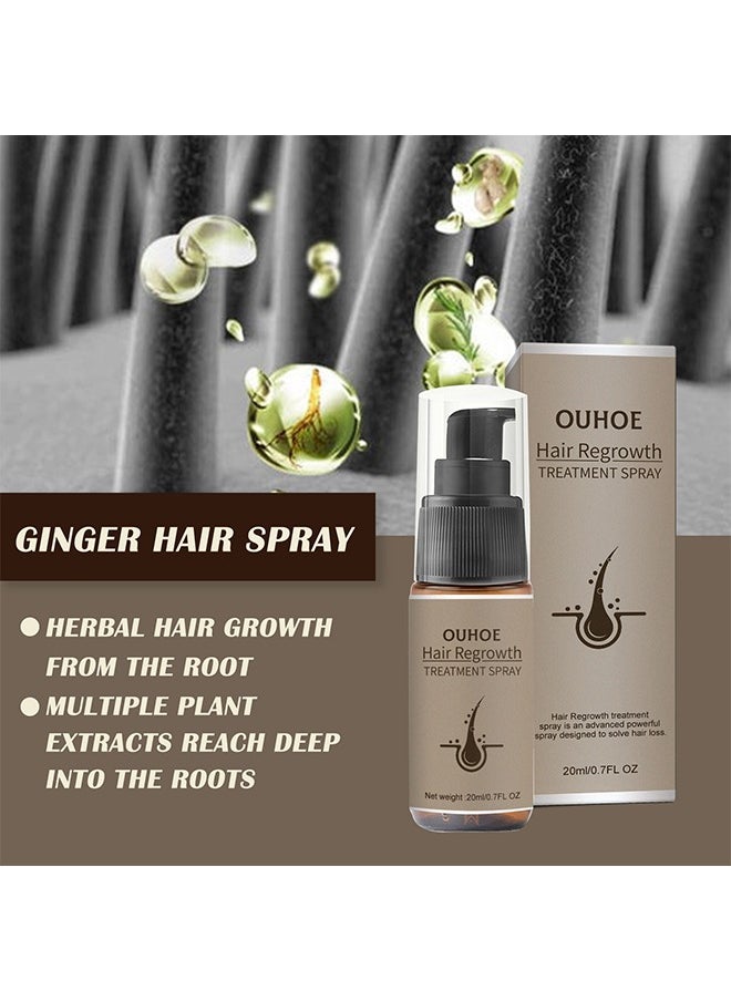 OUHOE - Hair Regrowth Treatment Spray,Ginger Hair Thickening Spray Anti-Hair Loss Firming Nourishing Strong and Thick Hair, Treatment Hair Growth Essence, Dense Hair Regeneration Spray, Suitable for Men and Women(20ml/0.7fl.oz) - Image 1