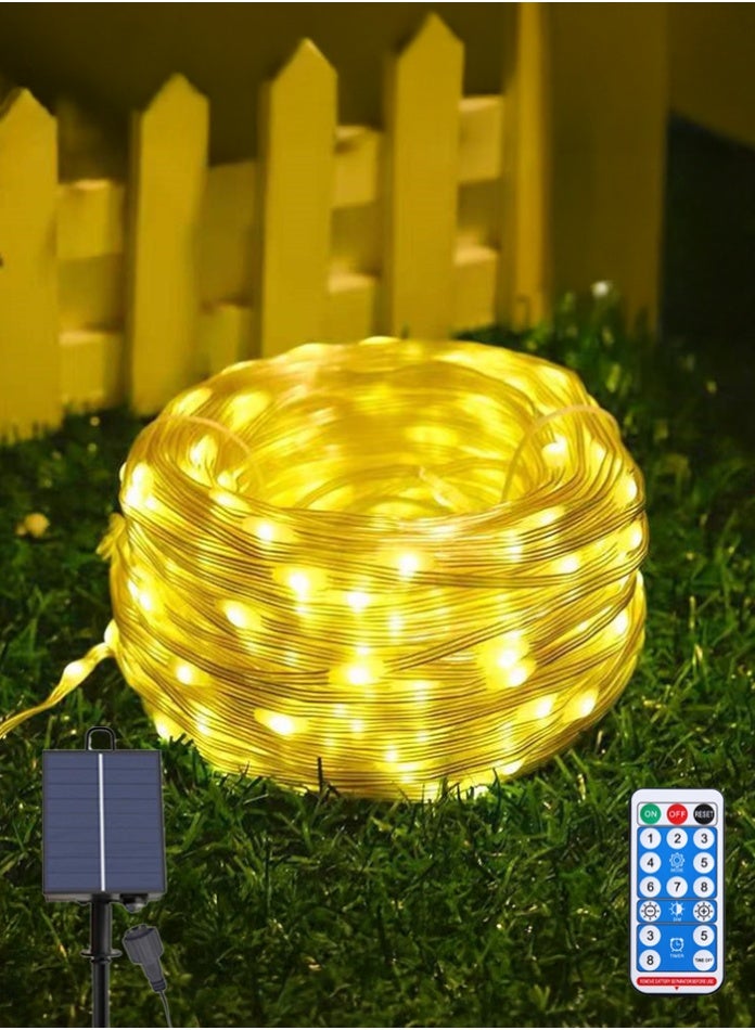مودي سلسلة مصابيح سلكية ذهبية بطول 20 مترًا - سلسلة مصابيح LED خارجية طويلة 200 مصباح ليد مع جهاز تحكم عن بُعد و8 أوضاع إضاءة - تصميم مقاوم للماء - Image 1