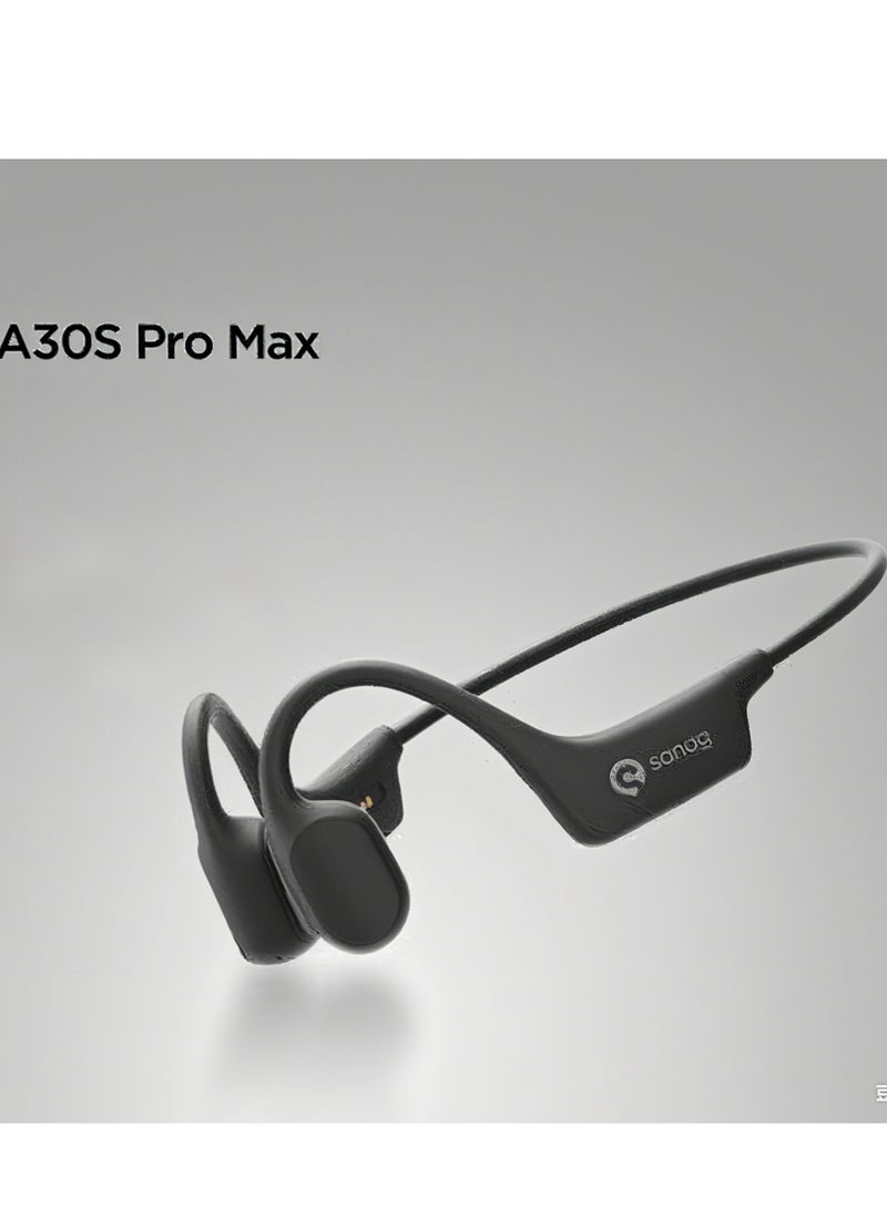 ساناج Sanag A30S Pro Max 16G Wireless Earphones Air Conduction Headphones Bluetooth 5.0 with Mic,Titanium Lightweight,Waterproof,Music Answer Phone Call for Running Hiking Driving Cycling, Black