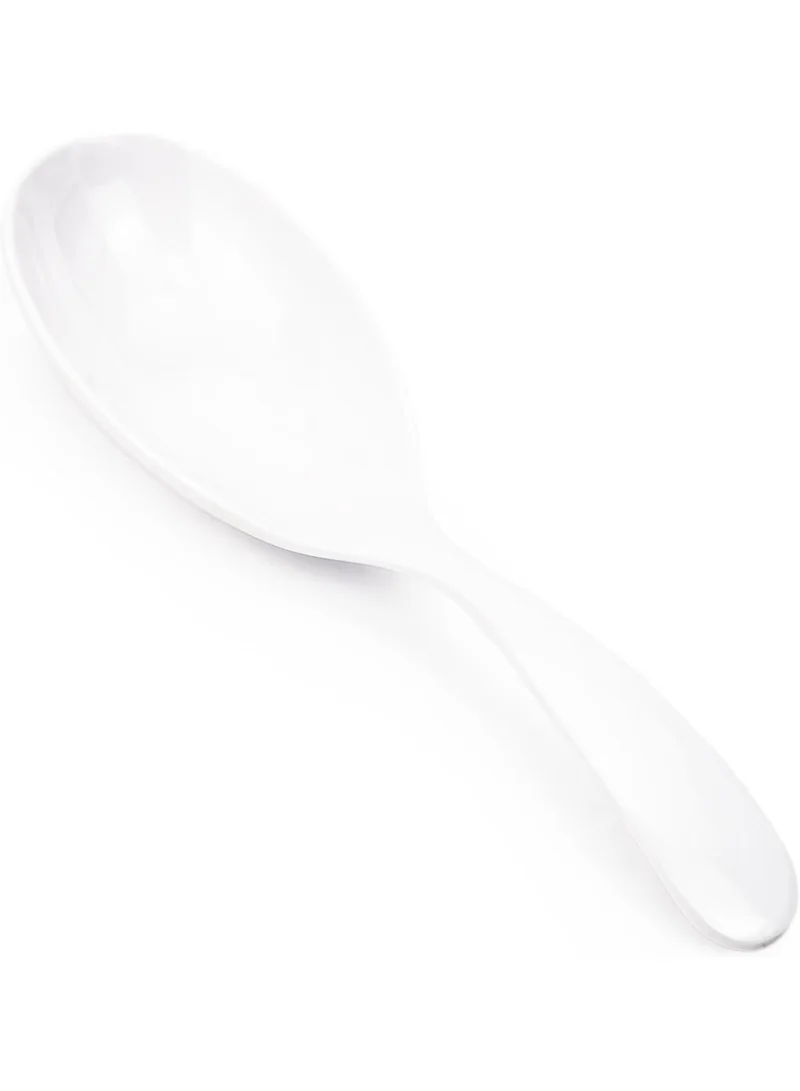 شالو ملعقة تقديم مستديرة وضحلة، 25 سم، أبيض – ملعقة تقديم كبيرة وأنيقة للأرز، الكاري، السلطات والأطباق الجانبية – أدوات تقديم متينة وخفيفة الوزن للمطبخ والمائدة