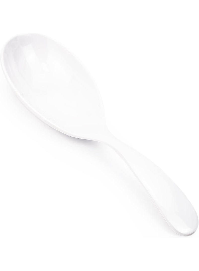 شالو ملعقة تقديم مستديرة وضحلة، 25 سم، أبيض – ملعقة تقديم كبيرة وأنيقة للأرز، الكاري، السلطات والأطباق الجانبية – أدوات تقديم متينة وخفيفة الوزن للمطبخ والمائدة - Image 2