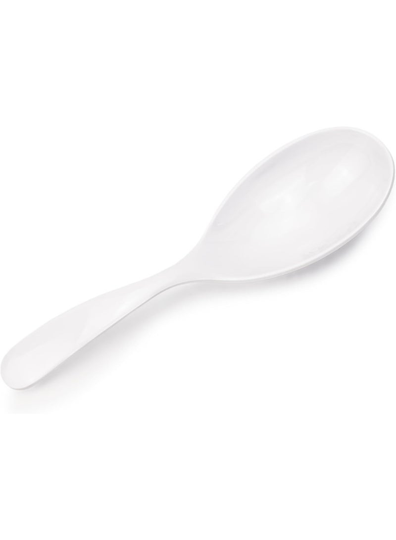 شالو ملعقة تقديم مستديرة وضحلة، 25 سم، أبيض – ملعقة تقديم كبيرة وأنيقة للأرز، الكاري، السلطات والأطباق الجانبية – أدوات تقديم متينة وخفيفة الوزن للمطبخ والمائدة - Image 3