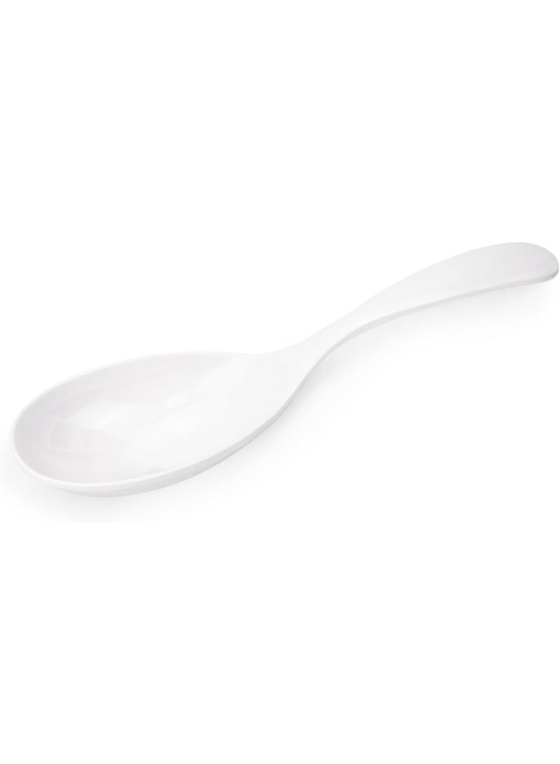 شالو ملعقة تقديم مستديرة وضحلة، 25 سم، أبيض – ملعقة تقديم كبيرة وأنيقة للأرز، الكاري، السلطات والأطباق الجانبية – أدوات تقديم متينة وخفيفة الوزن للمطبخ والمائدة - Image 4