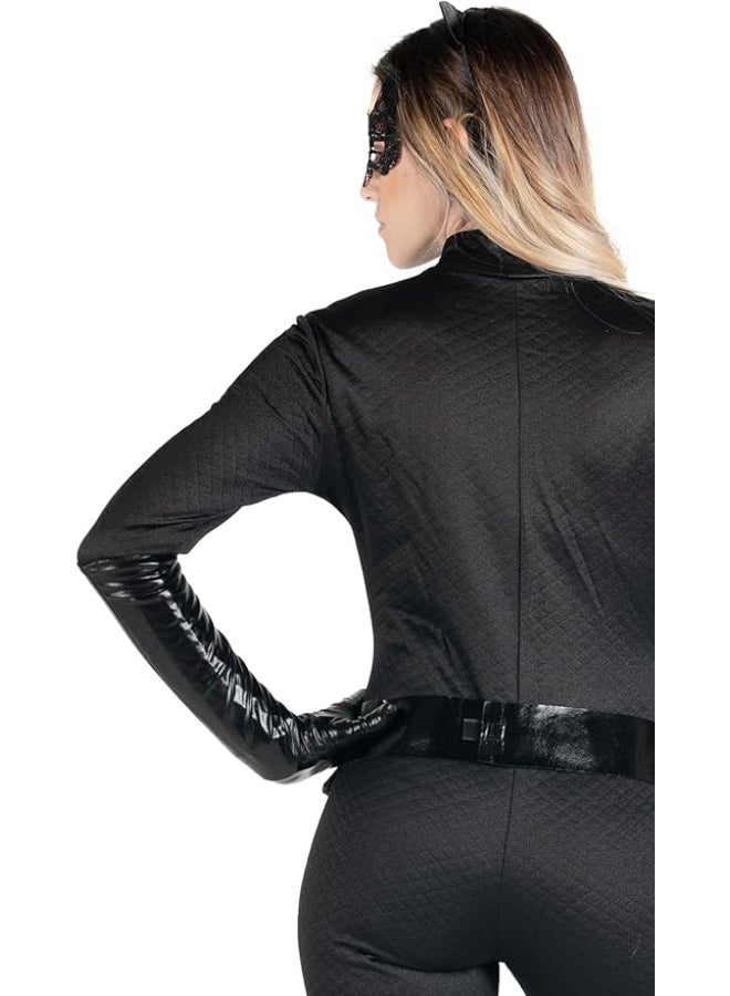 Ciao Catwoman Adult Costume Size S | Official DC Comics Villain Cosplay Outfit with Jumpsuit, Cape & Belt - Image 2