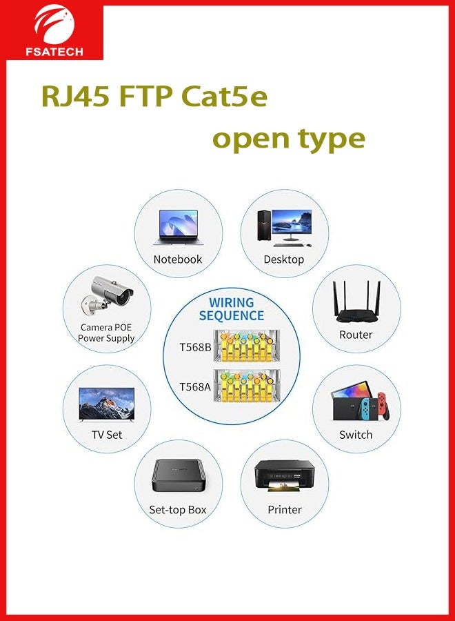 FSATECH 100 قطعة في علبة RJ45 FTP Cat5E 1U موصل 8P8C شبكة إيثرنت CAT5E موصل كابل الشبكة المعياري - Image 4