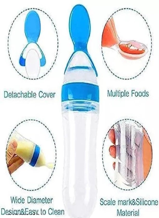 Fancy steps Silicone Food/Fruit Nibbler with Extra Mesh, Soft Pacifier/Feeder, Teether for Infant Baby Silicone Easy Squeezy Baby Food Feeder, 4M+, 90ml (SpnBottle_TeetherFruit_Blue) Pack of 2 - Image 2