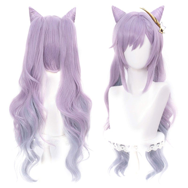 Amback Purple Cosplay Wig with Two Ponytails Long Purple Gradient Cosplay Wigs Wig Cap for Halloween Costume Party