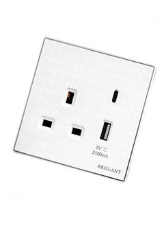 BRILLANT 3pcs Triple 13A Electrical with Two USB Ports Pearl Brilliant 