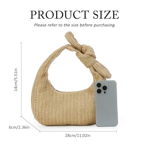 Lanpet Knotted Straw Clutch Purses for Women, Summer Beach Bag, Dumpling Evening Clutch Handbags for Formal Party Wedding - Image 2