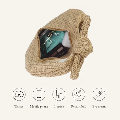 Lanpet Knotted Straw Clutch Purses for Women, Summer Beach Bag, Dumpling Evening Clutch Handbags for Formal Party Wedding - Image 5