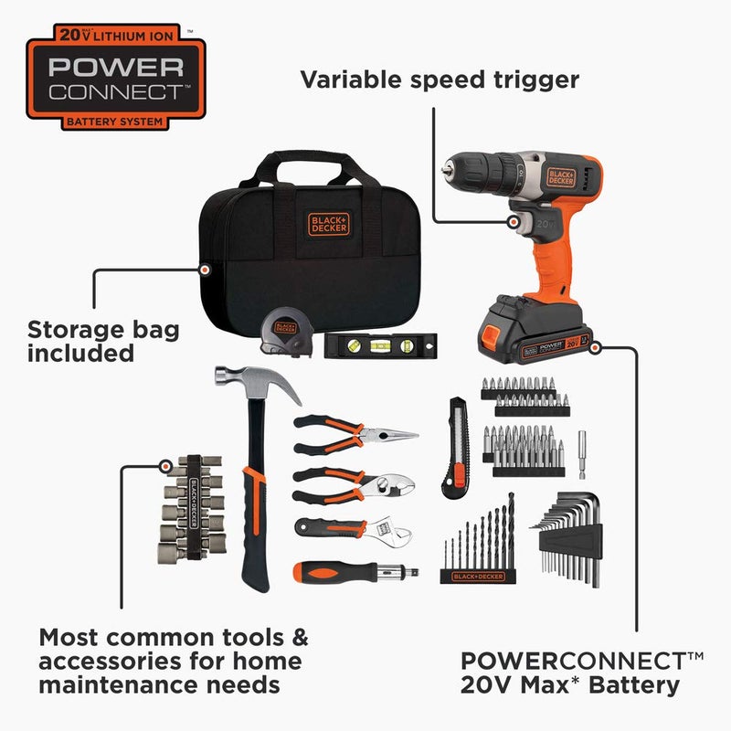 beyond by BLACK+DECKER Home Tool Kit with 20V MAX Drill/Driver, 83-Piece (BDPK70284C1AEV) - Image 2