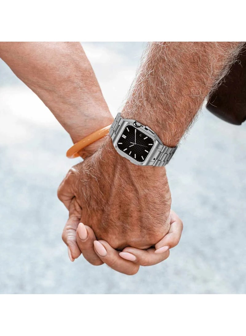 جرين ليون ساعة Significato بسوار من الفولاذ مقاس 45 مم / هيكل خارجي من الفولاذ 316 / سهلة التركيب / تدعم تخطيط القلب - فضي - Image 4