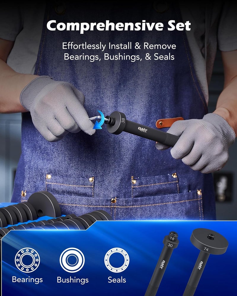 Orion Motor Tech مجموعة أدوات تثبيت البوشينغ المخصصة من 52 في 1 وأداة تركيب وإزالة ختم المحمل ومحور العجلة لناقل الحركة، وأداة إزالة البوشينغ ومجموعة أدوات ضغط المحمل - Image 2
