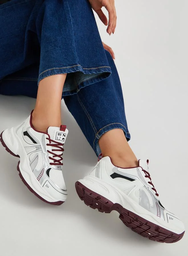 Styli Styli Round Toe Lace Up Chunky Sneakers with Back Pull Tab