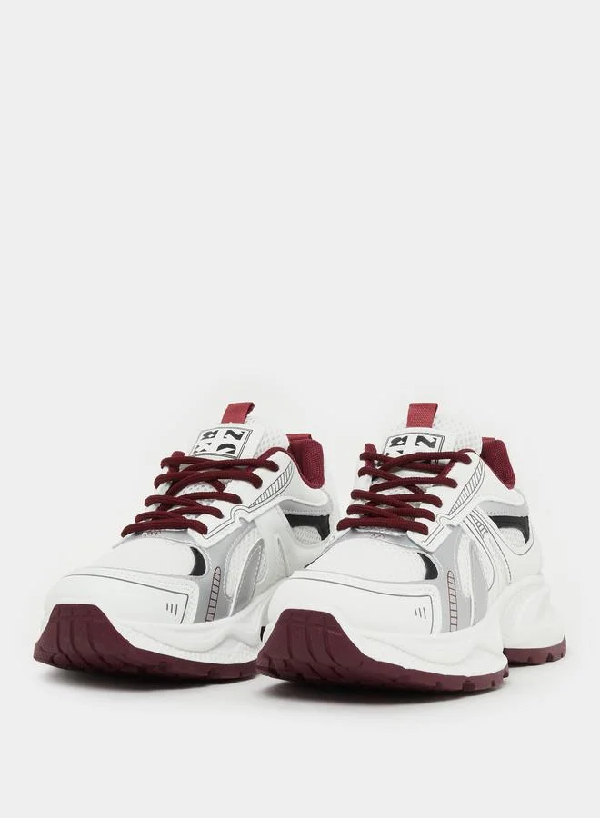 Styli Styli Round Toe Lace Up Chunky Sneakers with Back Pull Tab