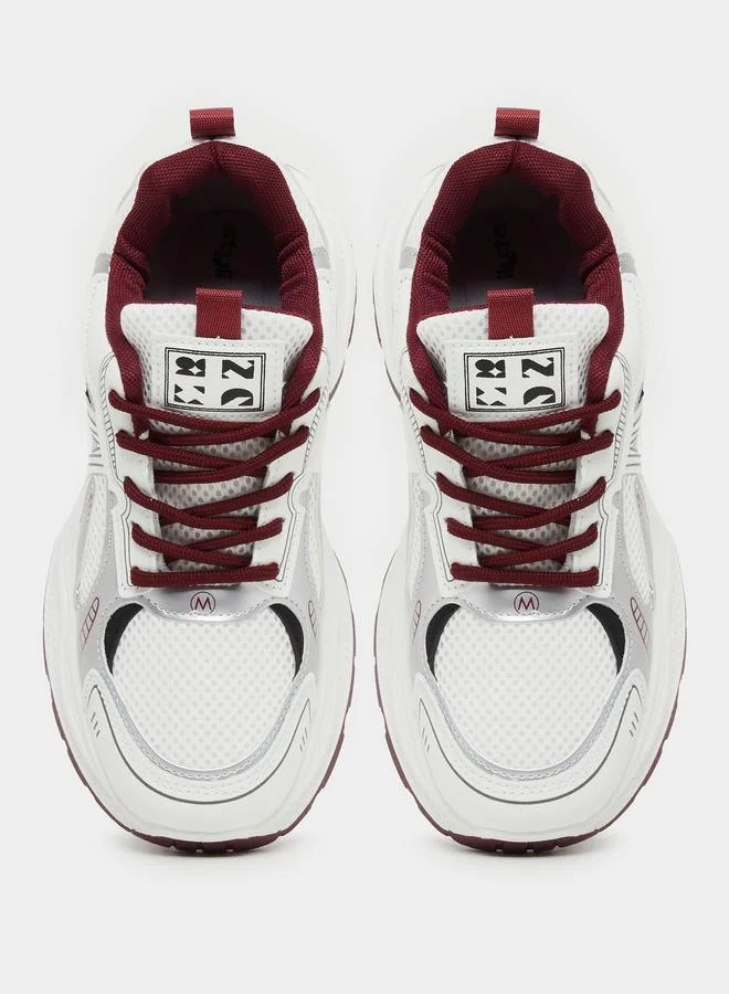 Styli Styli Round Toe Lace Up Chunky Sneakers with Back Pull Tab