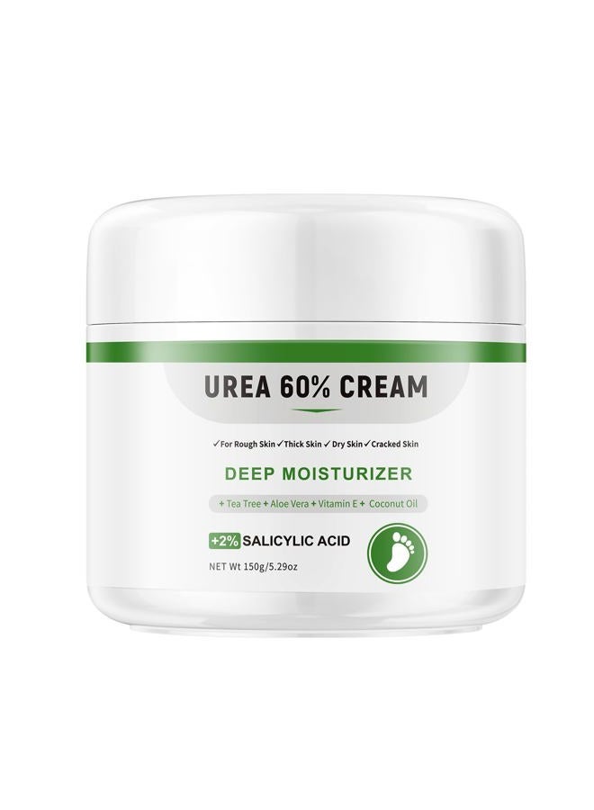 YAFUSIPE Urea Cream 60 Percent For Feet Maximum Strength Plus Salicylic Acid 2%, Tea Tree Foot Lotion For Dry Feetcracked Heels Treatment Athletes Foot Cream Intensive Repair Foot Moisturizer Care 5.29oz - Image 1