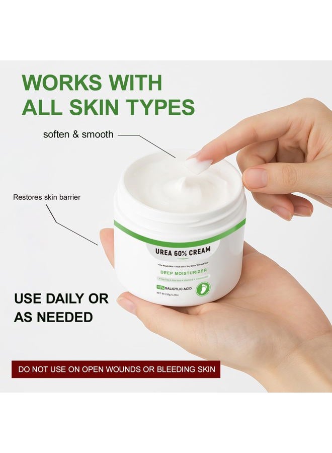 YAFUSIPE Urea Cream 60 Percent For Feet Maximum Strength Plus Salicylic Acid 2%, Tea Tree Foot Lotion For Dry Feetcracked Heels Treatment Athletes Foot Cream Intensive Repair Foot Moisturizer Care 5.29oz - Image 5