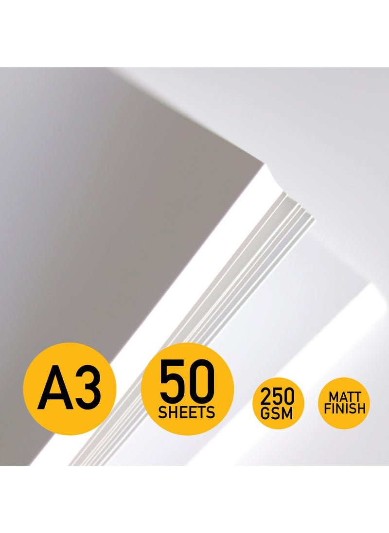 firstnock - A3 250 GSM White Cardstock, Matt Finish, 50 Sheets - Image 1