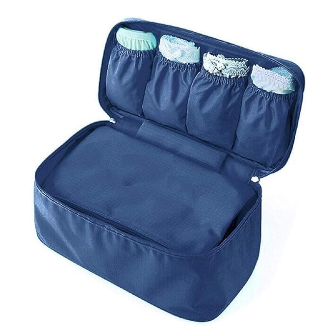 AARKRI SALES Triple Layer Travel Innerwear Bag Bra Panty Underwear Lingerie Socks Cosmetic Organizer Case Toiletry Bag (Multi Colour) - Image 1