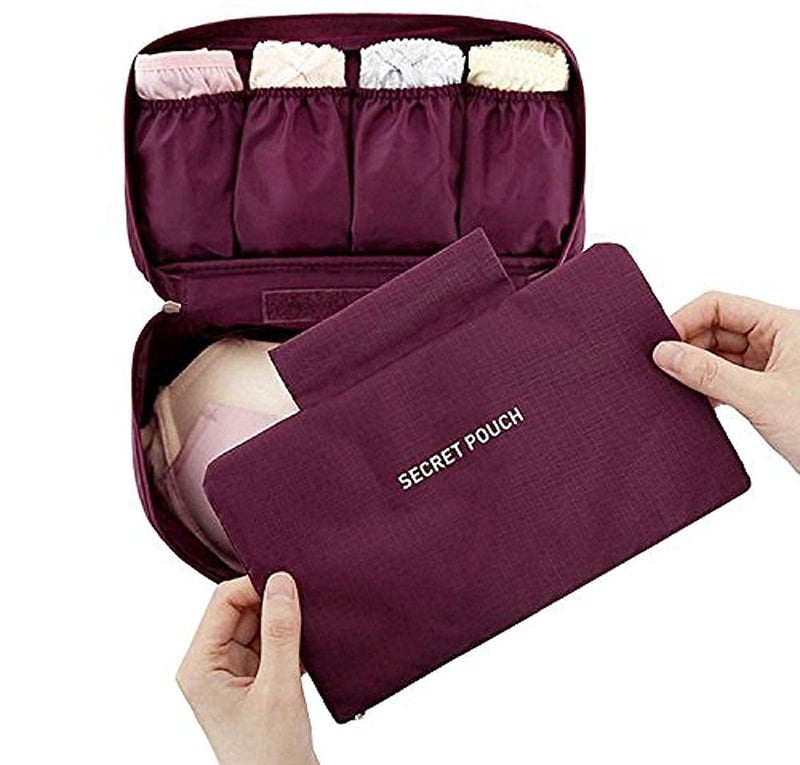 AARKRI SALES Triple Layer Travel Innerwear Bag Bra Panty Underwear Lingerie Socks Cosmetic Organizer Case Toiletry Bag (Multi Colour) - Image 4