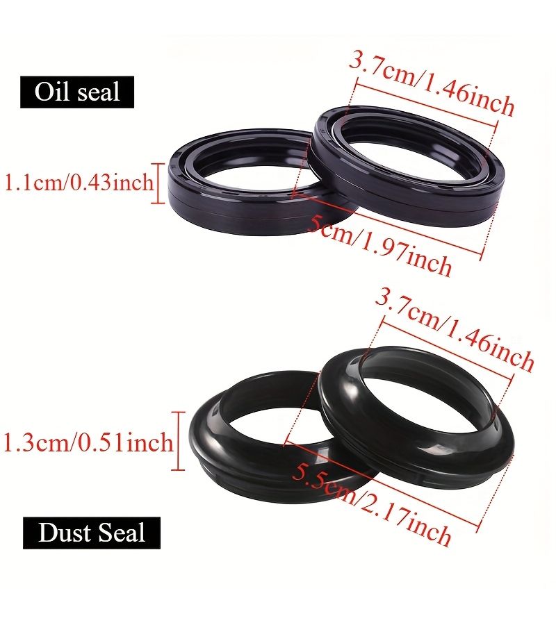 Motorcycle Front Fork Oil Seal Set 37x50mm Dust Proof Universal 4pcs - Image 1