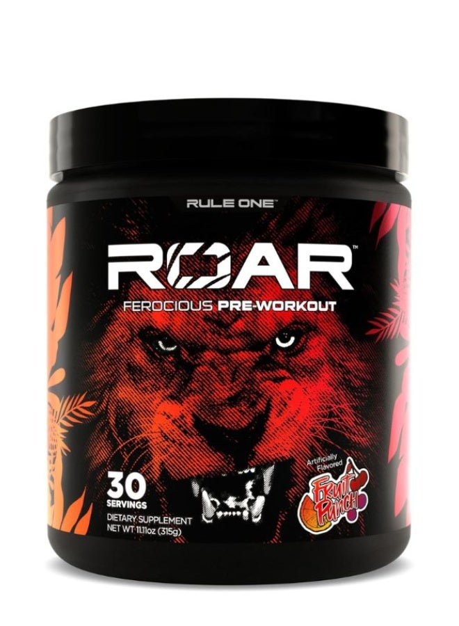 Rule1 1 Roar Ferocious Pre-Workout Powder Fruit Punch Flavour30 Servings