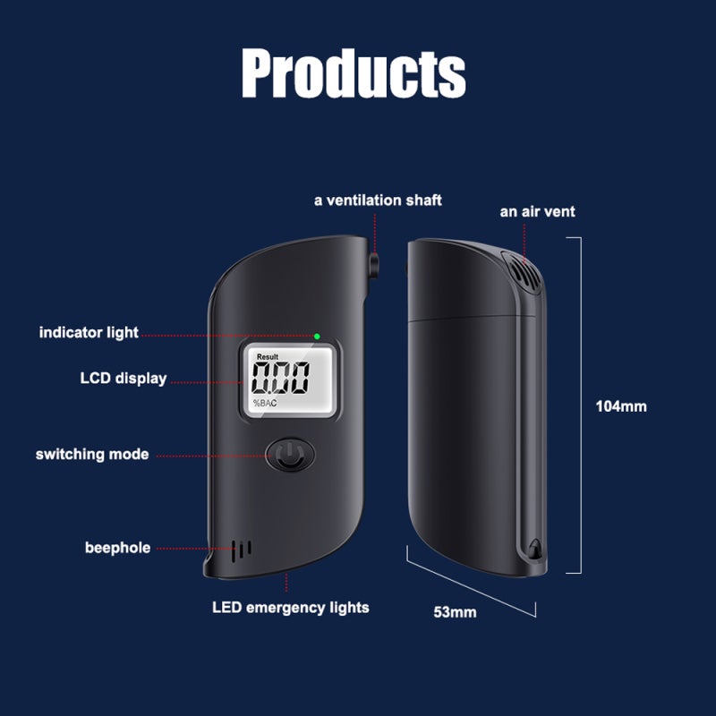 Digital Alcohol Tester: Black, Portable Easy-to-Use, Accurate Reliable - Built-in Purification Chamber Breathalyzer for Personal On-the-Go Testing - Image 3